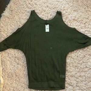 NWT xs express netted cold shoulder top
